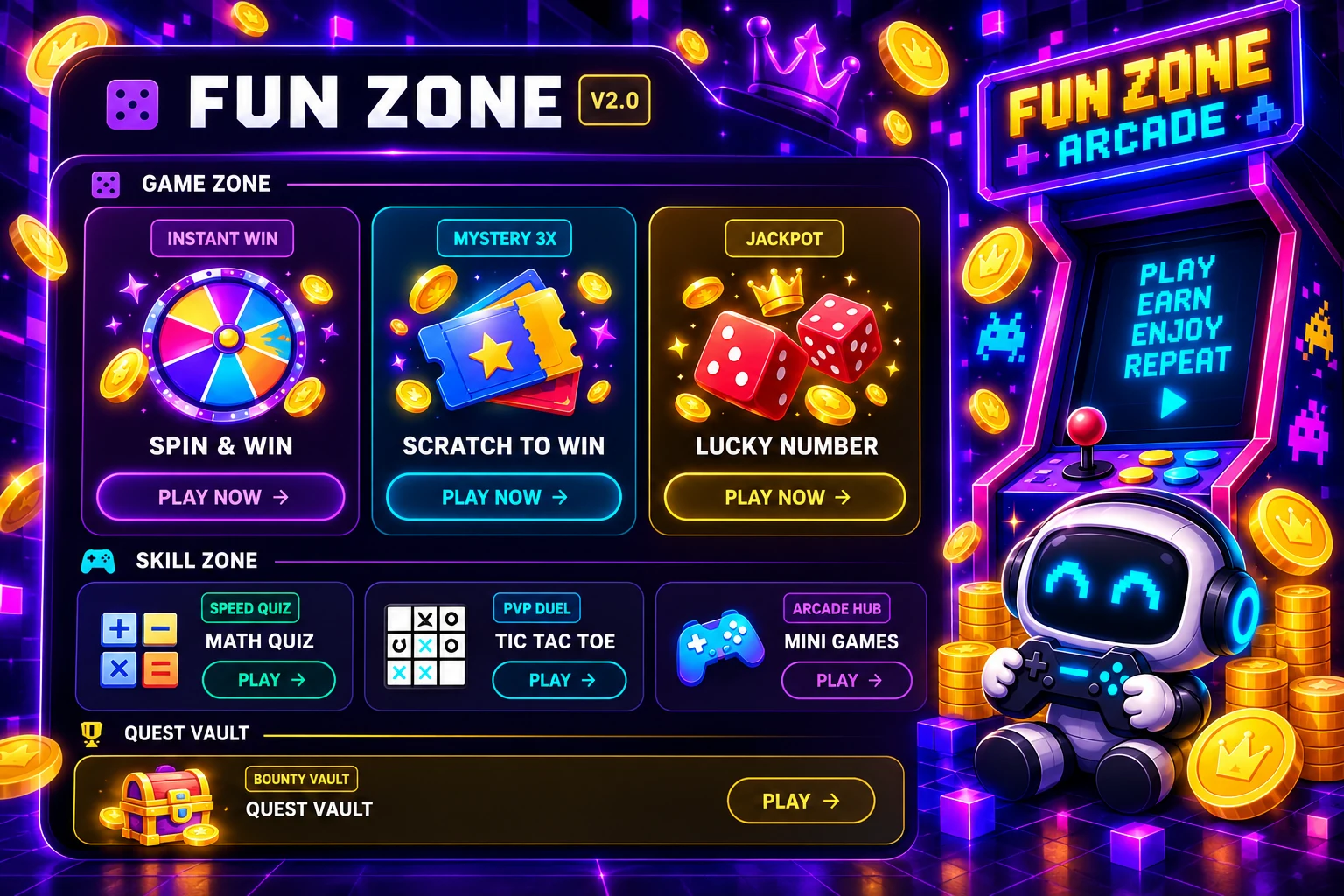 CashRank Fun Zone arcade screen