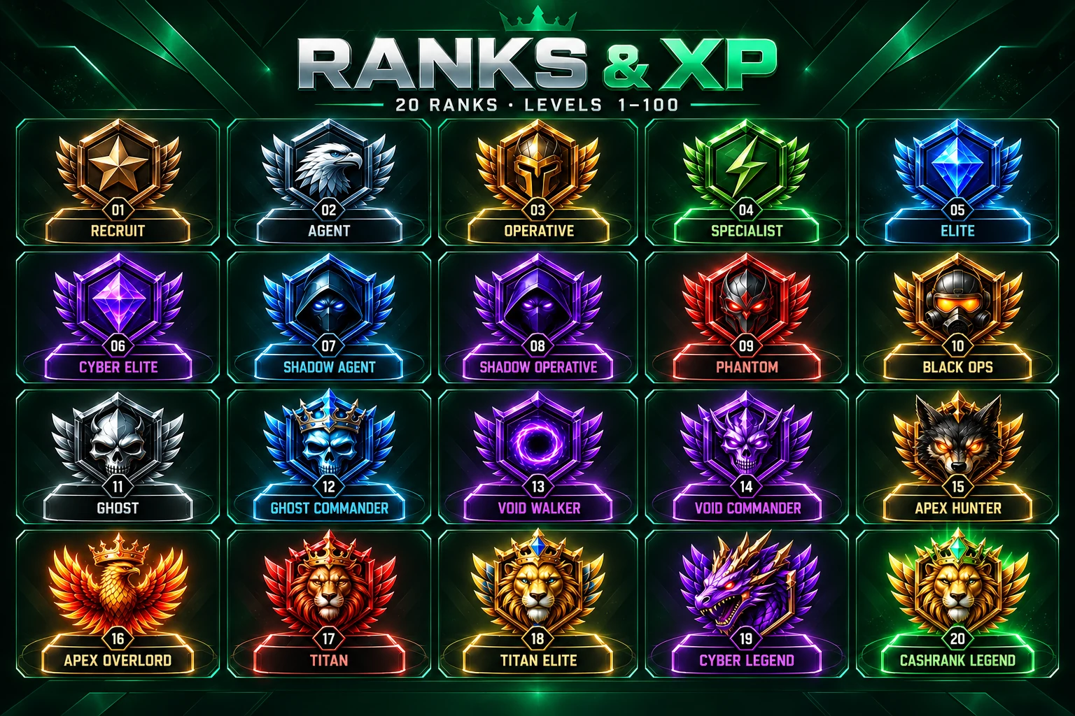 CashRank rank and prestige artwork