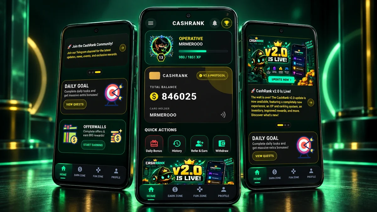 CashRank dashboard app screen